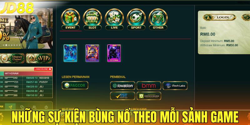 Những sự kiện bùng nổ theo mỗi sảnh game